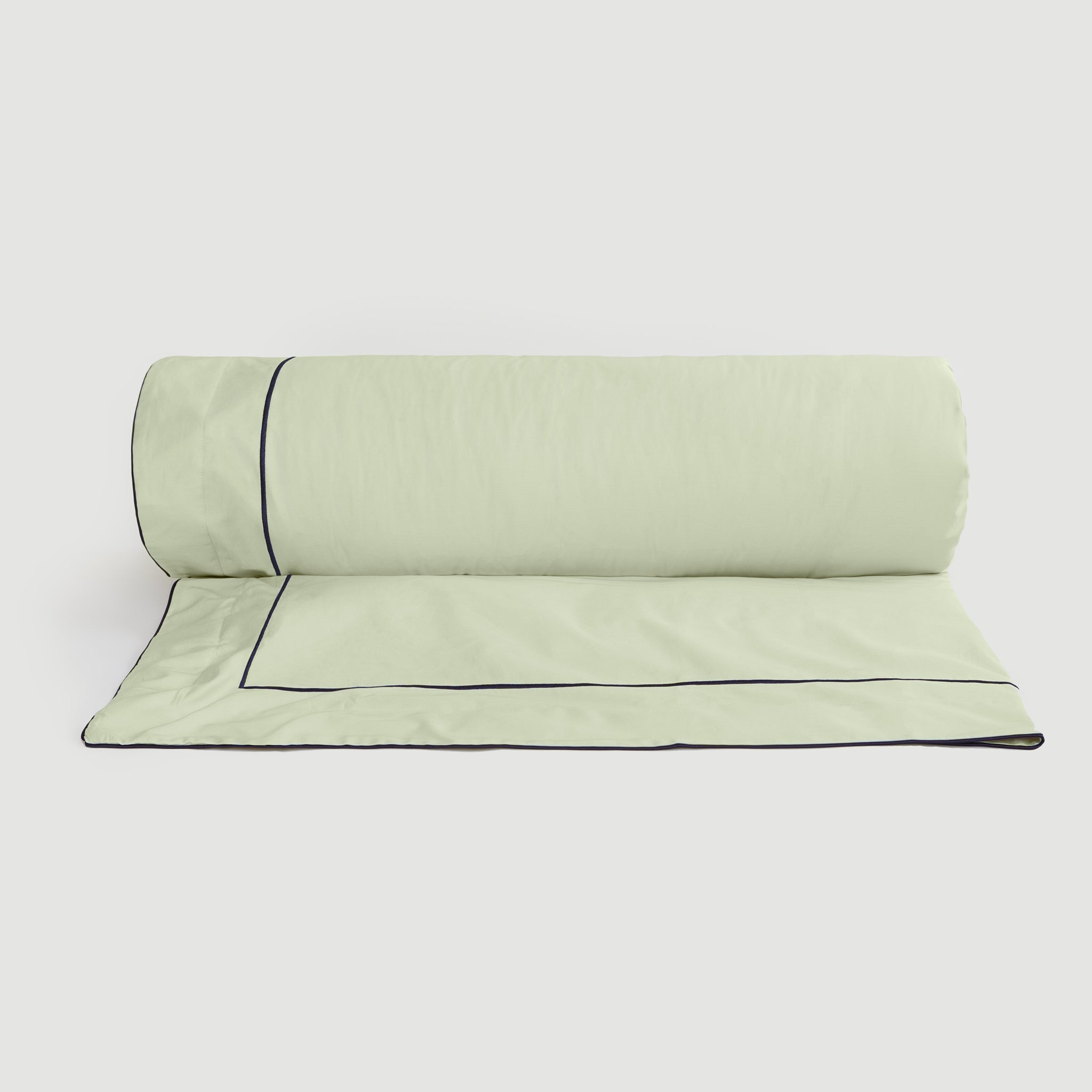 Sateen Duvet Cover Eucalypt & Navy Blue